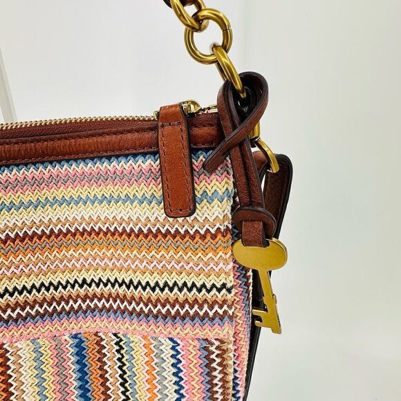 FOSSIL Jolie Crossbody Cotton Woven Canvas Multicolor 2 Straps Summer ZB1736875 - Picture 9 of 10